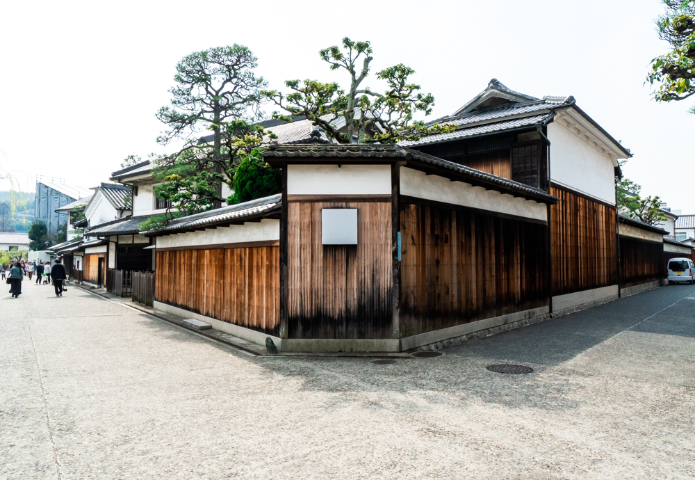 Historic Yakisugi in Kurashiki, Okayama, Japan