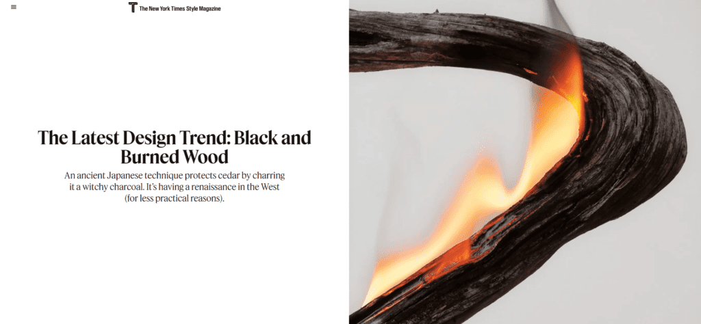 New York Times article on Burned Wood Siding