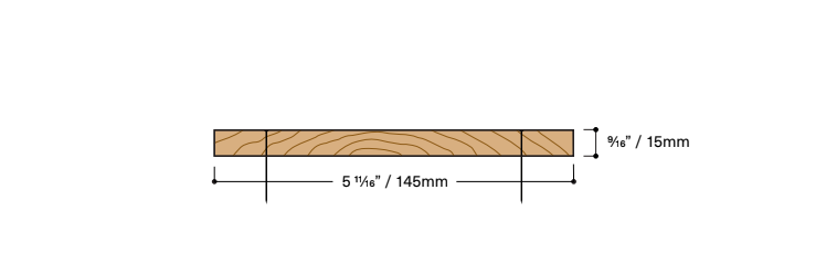 1x6 Square Edge (S3S) profile diagram