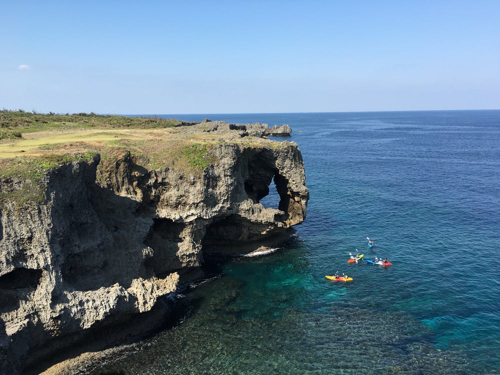 The cliff in Cape Manzamo in Okinawa, Japan