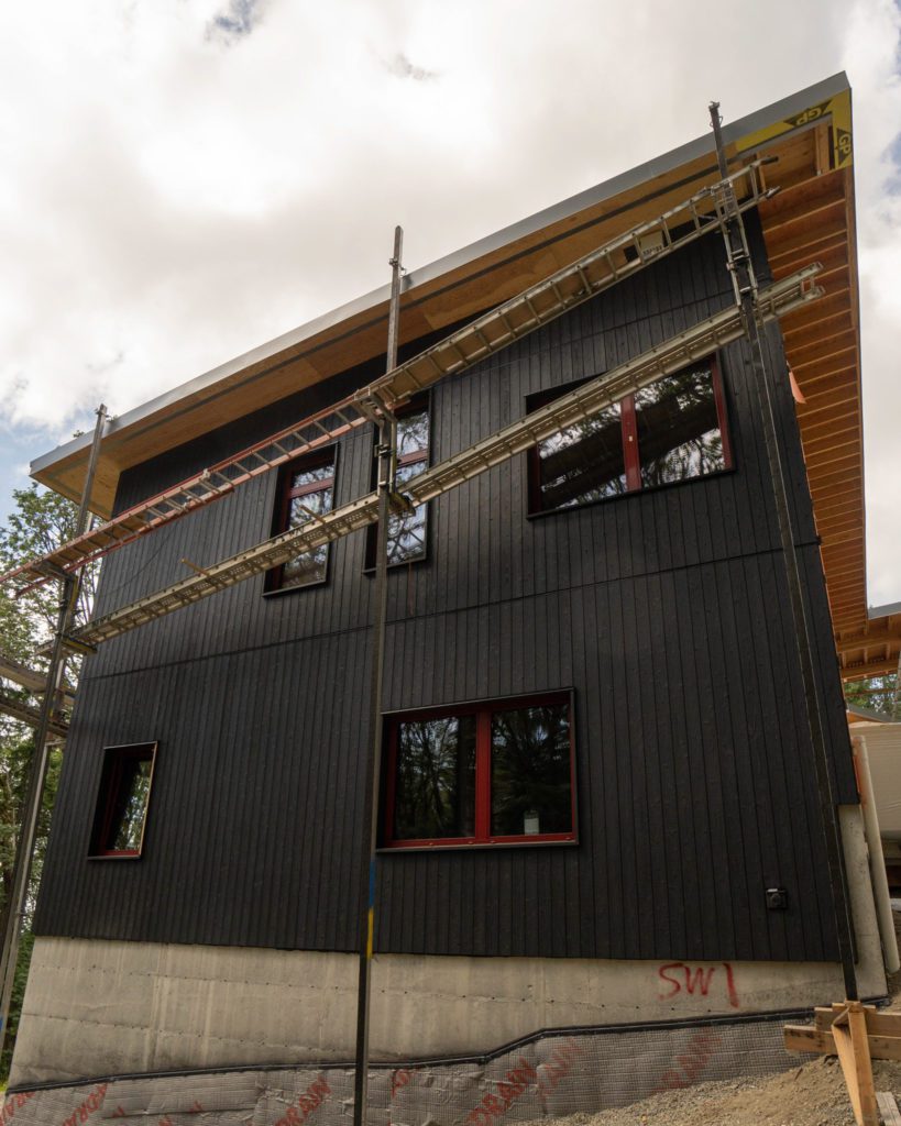 Black Gendai Shou Sugi Ban siding on a passive house project in Issaquah, WA