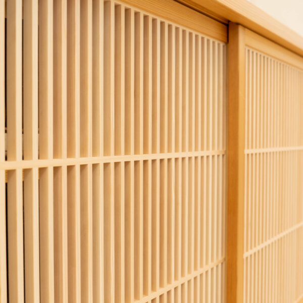 Close Up of Shoe Cabinet using Nakamoto Forestry's Hinoki Moulder Blanks