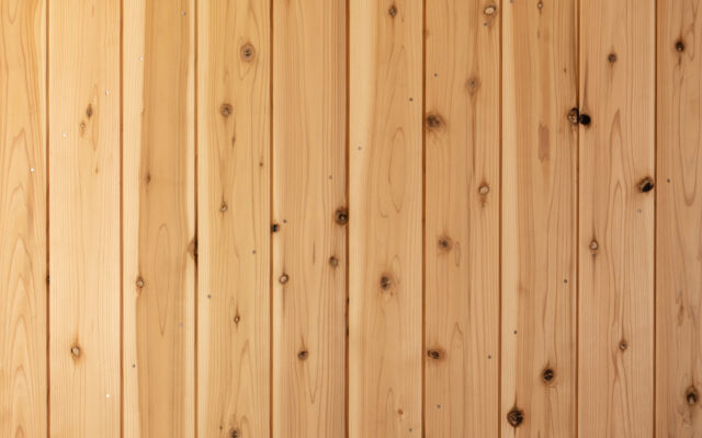 Unoiled sugi wood exterior siding on the wash house at Snow Peak's Long Beach Campfield project in Washington, USA.