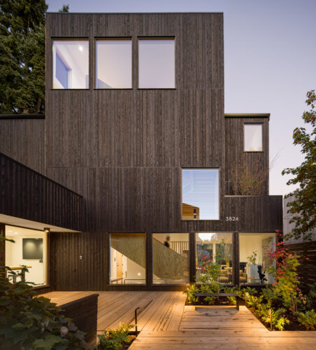 Pika-Pika® Alkyd Black Yakisugi "Shou Sugi Ban" Siding on Double Double Office