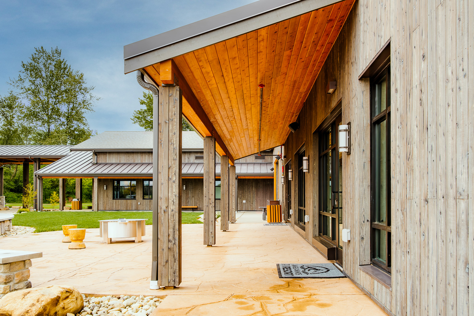 Clubhouse at Angel of the Winds RV Resort, clad in Gendai® Weathering Stain Silver