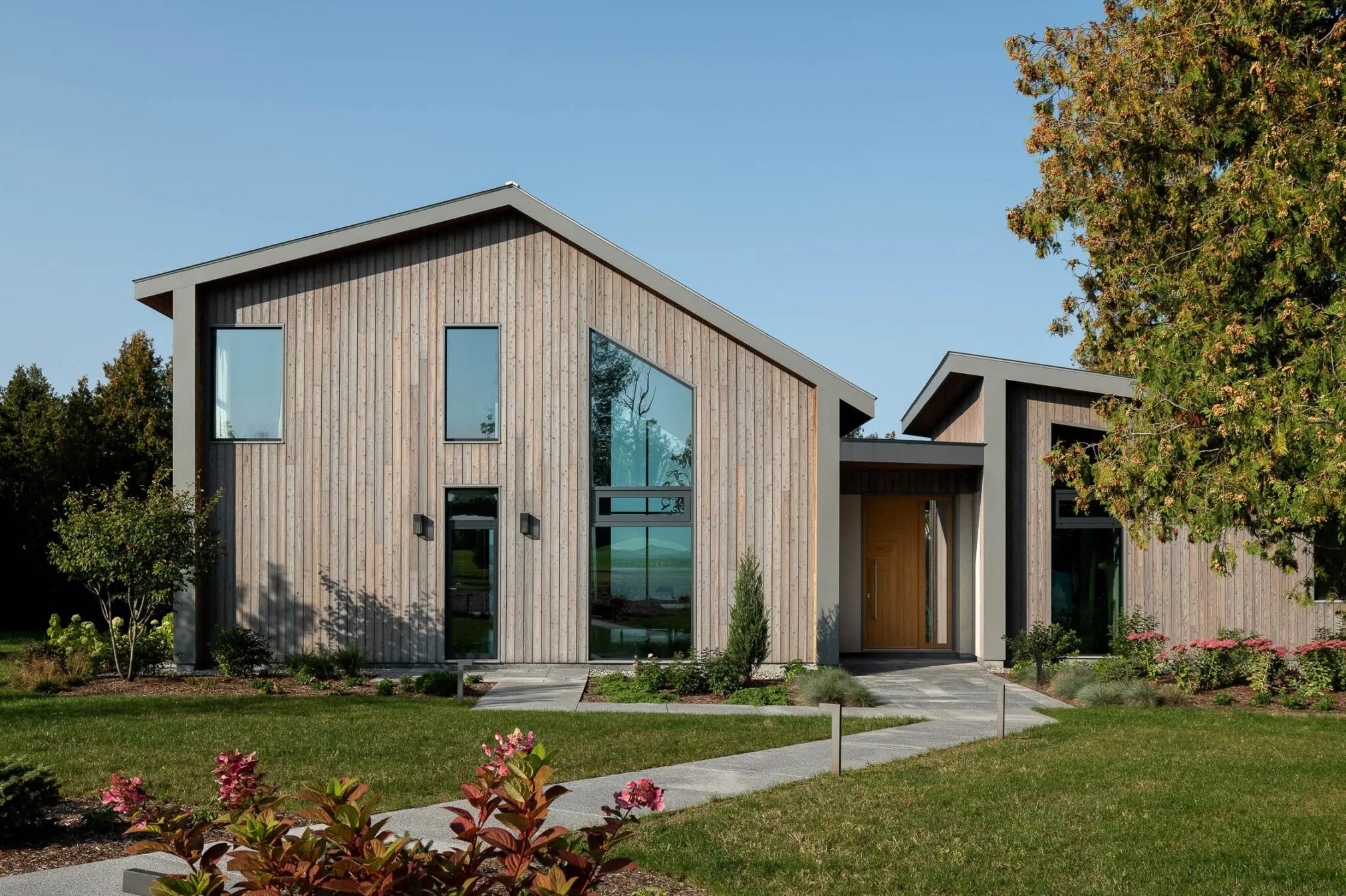 Pika-Pika Linseed Natural, Pika-Pika Linseed Light Gray and Pika-Pika Linseed Brown Yakisugi "Shou Sugi Ban" on Lake Champlain House