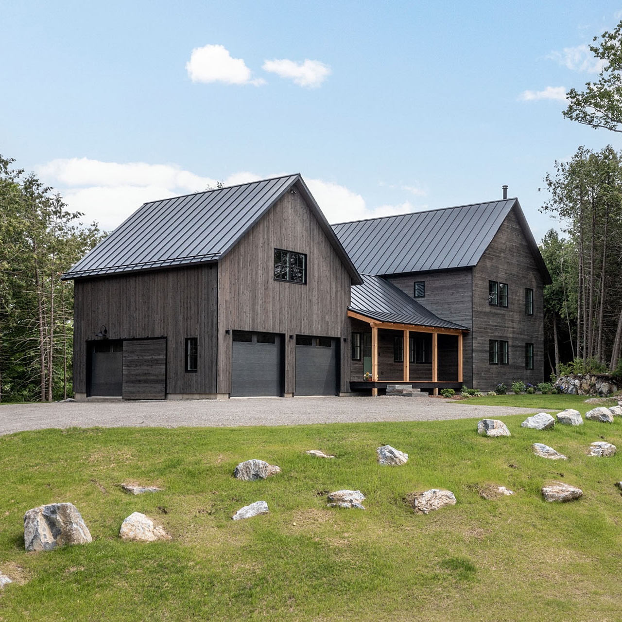Image of Gendai® Weathering Stain Silver "Shou Sugi Ban" on Finney Ridge House
