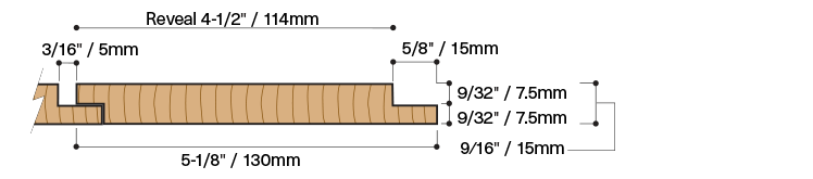 Diagram of 1x5 Nickel Gap Shiplap