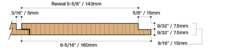 Diagram of 1x6 Nickel Gap Shiplap